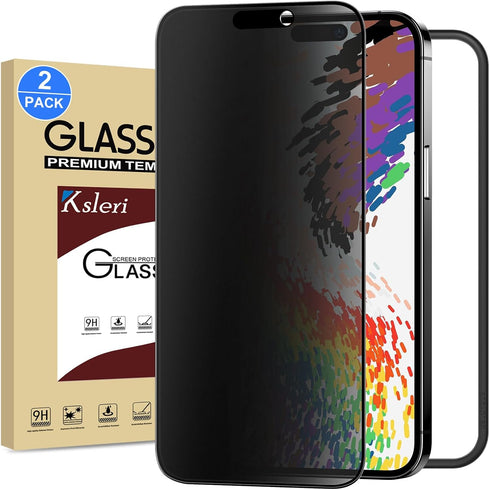 2 Pack Matte Privacy Screen Protector for iPhone 15 Pro 6.1-inch with Easy Installation Tool, Anti Spy Anti Glare 9H Tempered Glass Film, Dynamic ...