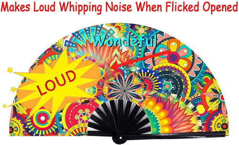 Amajiji Large Folding Hand Rave Fan Popping Fan for Line Dancing Clacking Fans for Boots On The Ground Dance,Party,Decoration,Festival (Dream ?low...