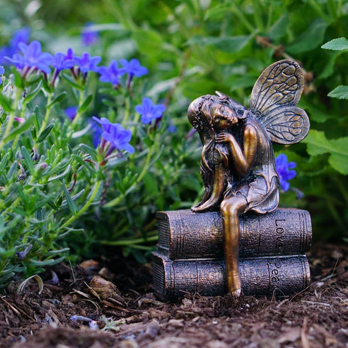 Top Collection 4387 Miniature Garden & Terrarium Fairy Napping on Books Statue, Small...