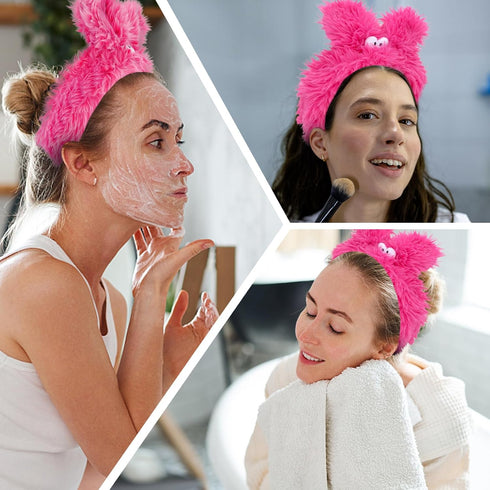 Spa Headbands Makeup Headbands for Washing Face Fuzzy Spa Headband Fluffy Spa Headband Skincare Headbands Coral Fleece Headband(Pink)...