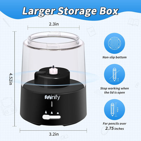 Pencil Sharpener Electric Pencil Sharpener Heavy Duty Blade Rechargeable Battery Powered Pencil Sharpeners for 6-8mm Colored Pencils Auto Stop Fas...