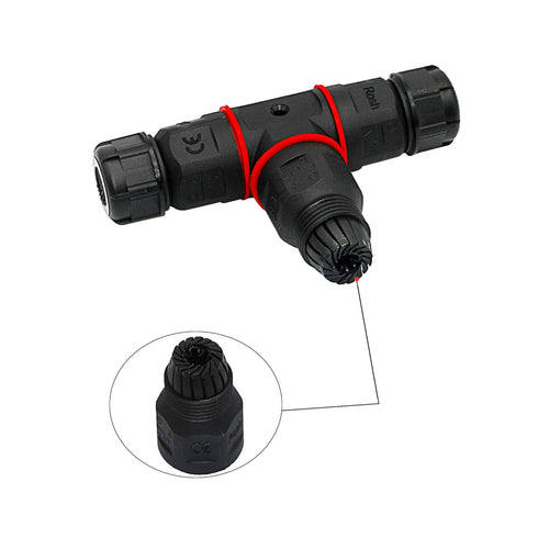 CERRXIAN 3 PIN 3 Way Electrical External Junction Box IP68 Waterproof Outdoor LED Electrical Converter for Ø 5mm-10mm Cable Range (Black)(2-Pack)...