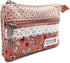 Women Small Zipper Coin Purse - Handmade Fabric Flower Embroidered Change Pouch - Cotton Double Zipper Wallet...