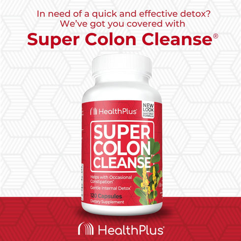 Health Plus Super Colon Cleanse 10 Day Gentle Gut Cleanse Detox, Psyllium Husk, Probiotics for Constipation Relief & Digestive Support, 120 Capsul...