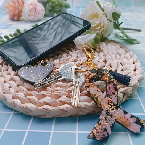 Awareness Ribbon Keychain Epoxy Resin Silicone Molds with Heart, for Pendant Charm Jewelry Casting Fondant Cake Chocolate Pudding Cookie Soap Poly...