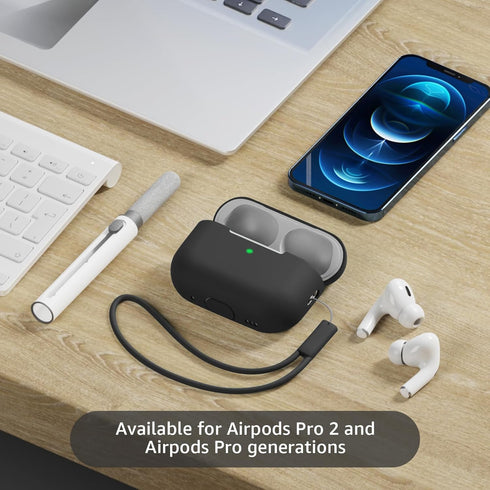 Compatible with Airpods Pro 2 Case, Soft Silicone Skin Cover Protective Cases with Cleaner kit and Lanyard Compatible for AirPod Pro 2nd Generatio...
