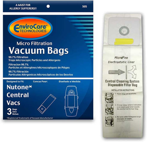 EnviroCare 3 Pack Nutone Microfiltration Central Vacuum Cleaner Bags...