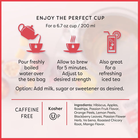 Wissotzky Fruit Galore Herbal Tea, 20 Tea Bags | Caffeine Free Tea | Antioxidant Rich | Fruity Blend | Herbal Tea Bags...