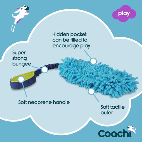 Coachi Tuggi Hide - Interactive Dog Toy for Tug of War & Play. Strong & Comfortable, Stretchy Bungee Handle, Reward Training, Interrupting Biting ...
