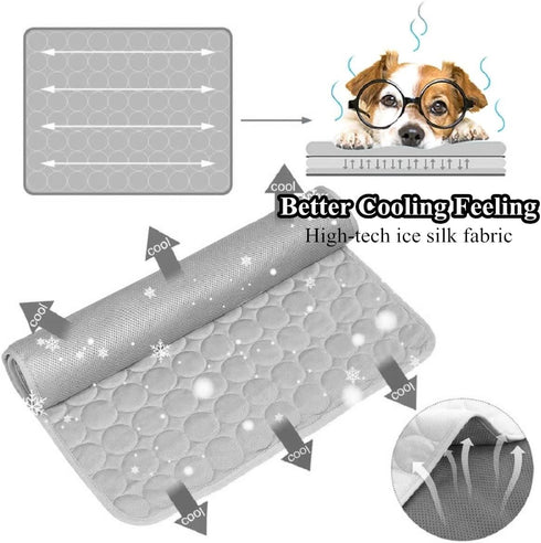 SOMOYA Dog Self Cooling Mat Pet Washable Pads Blanket Hot Weather Sleeping Kennel Mat,Ice Silk Sleep Mat Pad Non-Toxic Breathable Sleep Bed for La...