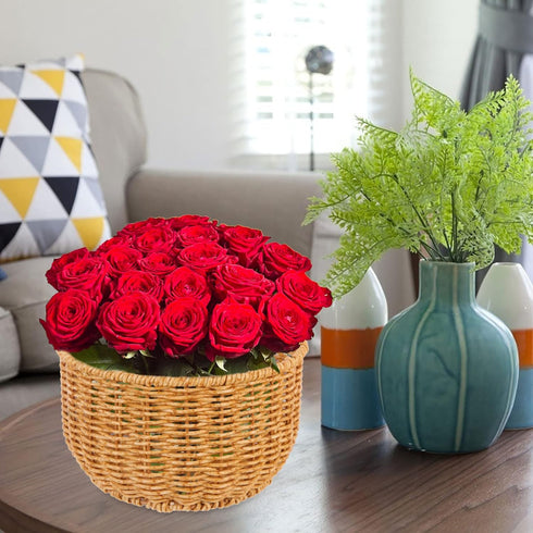 Zerodeko Trash Can Straw Woven Wastebasket Bedroom Trash Can Wall Hanging Basket Small Garbage Cans Wicker Waste Basket with Handle Countertop Tra...