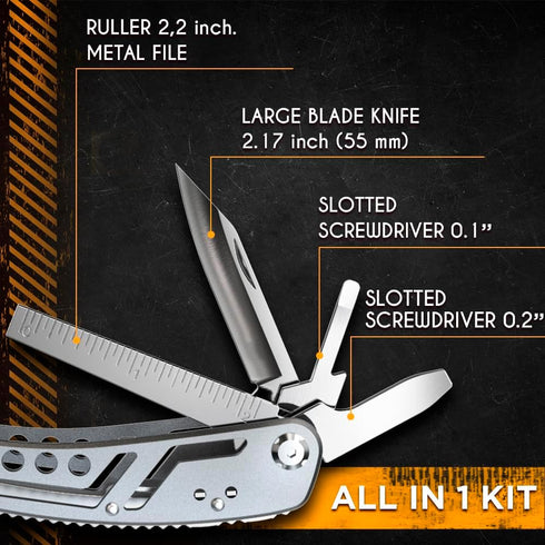 Multitool 24-in-1 with Mini Tools Knife Pliers and 11 Bits - Multi Tool All in One Multi Function Gear for Men Best Multi-tool Kit for Work EDC Ca...
