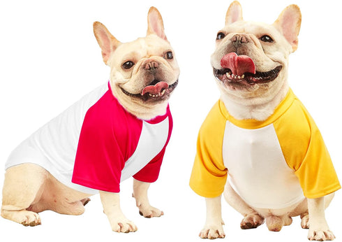 Dog Clothes for Small Dog, Breathable Stretchy Dog Raglan Shirt, Soft Comfortable Cat Puppy Kitten Pet Apparel Outfits (S?1-4lb?, Yellow & Red)...