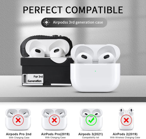 Maxjoy for Airpods 3rd Generation Case, Cute 3D Box Case Compatible with Airpods 3 Case Cover, Shockproof for Airpods 3 Case Men Women with Cleane...
