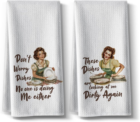 Dishes,Kitchen Towels,Funny Joked Themed Dishcloth,16 * 24,2Pack,Microfiber Bar Towel,Hilarious Hand Towels,High Absorbent Dish Towels,Best Gifts ...