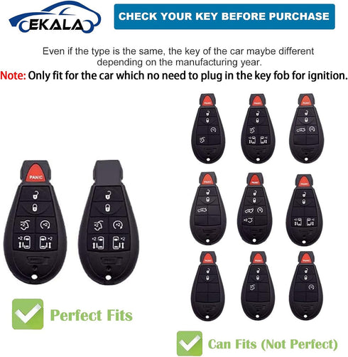 EKALA for Dodge Key Fob Cover, 6 Buttons Soft TPU Full Covers Protector Key Fob Holder with Keychains Fit for Dodge RAM Charger Challenger Jeep Co...