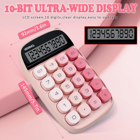 Mechanical Switch Calculator,Pink Calculator Cute 10 Digit Large LCD Display and Buttons,Calculator with Large LCD Display Great for Everyday Life...