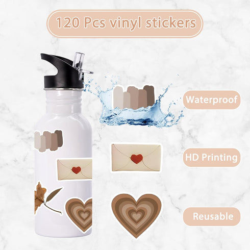 120Pcs Vintage Stickers, Waterproof Scrapbook Aesthetic Sticker, Daily Planner, Water Bottles, Handbook Junk Diary Stickers Teens Adults, Scrapboo...