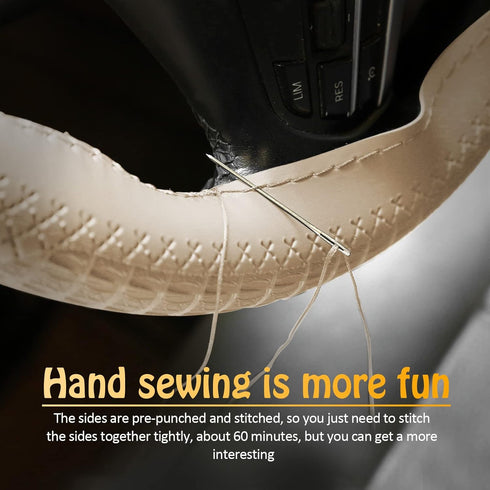 XCBYT Car Steering Wheel Cover - Stitch Steering Wheel Wrap Thin PU Leather Steering Wheel Cover Sewn on 14.5-15" Wrap for Man Women...