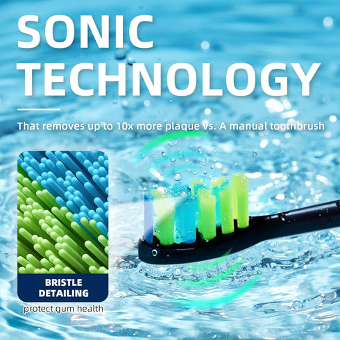 7AM2M Sonic Electric Toothbrush, Soft Toothbrushes for Adults and Kids with 6 Brush Heads, One Charge Use for 90 Days, 5 Modes with 2 Minutes Buil...