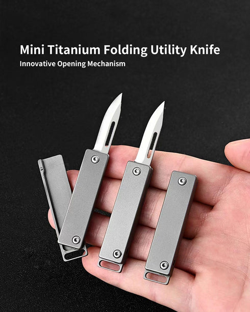 TKK1 Mini Titanim Pocket Knife, EDC Utility Knife with Key Ring, Lockable Folding Knife with D2 Steel Blade, Cool EDC Tool for Camping, Hiking and...
