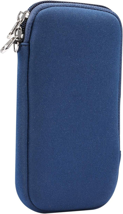 Neoprene Shock Absorbing Proof Pouch Large Cell Phone Sleeve Case Cover w Zipper/Neck Strap for iPhone 16 Pro Max Samsung Galaxy S25 Ultra S24 Ult...