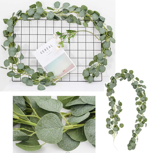 DearHouse 4Pack Artificial Eucalyptus Garland Faux Silk Eucalyptus Leaves Vines Handmade Garland Greenery Wedding Backdrop Arch Wall Decor …...