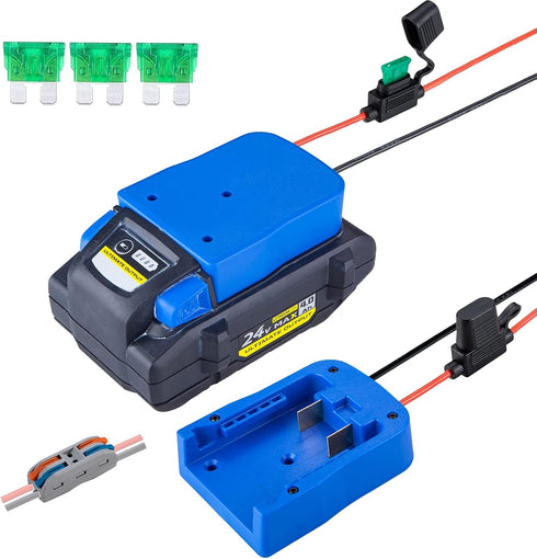 Power Wheel Adapter for Kobalt 24V Max Battery with Fuse & Wire terminals, Power Connector for Rc Car, 14 Gauge Robotics, Rc Truck, DIY use, Work ...
