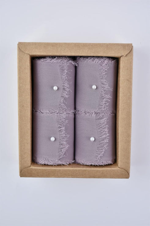 Joanlody Purple 4 Rolls Chiffon Ribbon Handmade Fringe Ribbon 1-3/4" x 6Yd for Wedding Invitations Bridal Bouquets Gifts Wrapping...