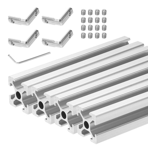 uxcell 4 Pcs T Slot 2020 Aluminum Extrusion Profile European Standard 100mm x 20mm Linear Rail Extrusion Frame for 3D Printer, CNC, DIY (Silver To...