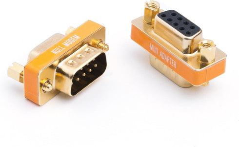 DB9 Null Modem Adapter Male to Female Slimline Data Transfer Serial Port Adapter Gold Plated 2 Pack...