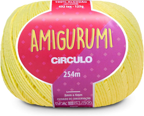 Circulo Amigurumi Yarn, 100% Mercerized Brazilian Virgin Cotton - Cotton Yarn for Crocheting and Knitting, Soft Yarn, Yellow Yarn Art - Sport Weig...