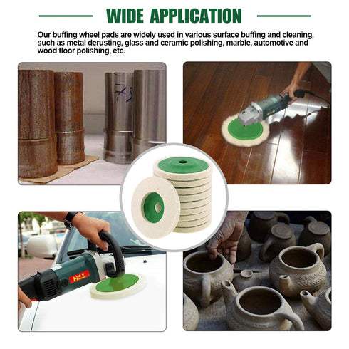 Keadic 10 - Piece 100mm Wool Felt Disc Polishing Buffing Wheel Pad Bore Dia...