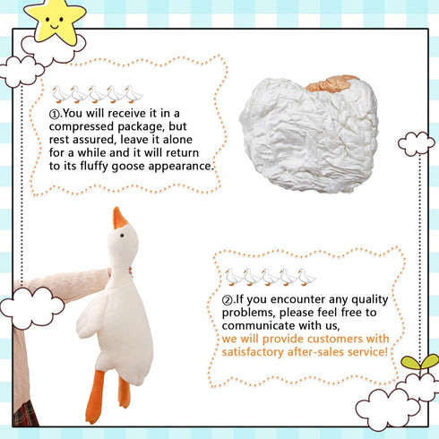 Heionia Goose Stuffed Animal 19.7'' Goose Plush Toy White Stuffed Goose Soft Plushie Sleeping Hugging Pillows 1Pcs...