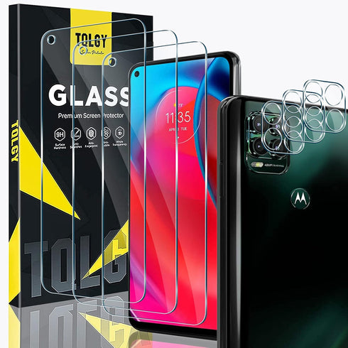 TQLGY 3 Pack Screen Protector for Motorola Moto G Stylus 5G 2021 with 3 Pack Camera Lens Protector, Ultra HD Tempered Glass, 9H Hardness, Anti-Scr...