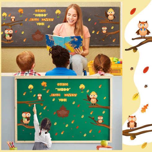 Fulmoon Owl Bulletin Board Set Bulletin Board Decoration Cutouts for Kids Sunday School Classroom Tree Wall Decor Educational and Learning Activit...
