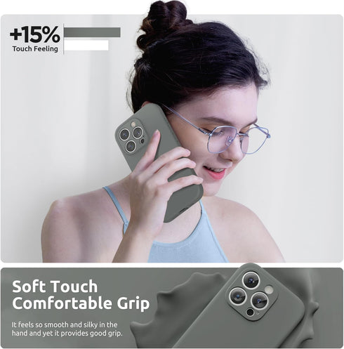 SURPHY Designed for iPhone 15 Pro Max Case with Screen Protector and Lanyard, Phone Strap and Liquid Silicone Phone Case (Camera Protective + Soft...