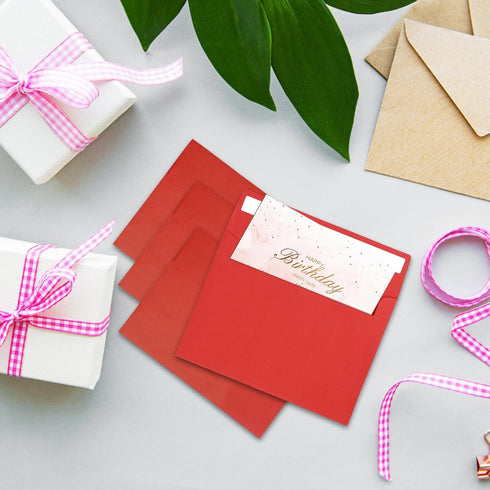 50Packs A7 Red Envelopes 5x 7 Inch Card Envelopes,Self Seal for Weddings, Greeting Cards?Mailing? Invitations, Photos, Postcards...