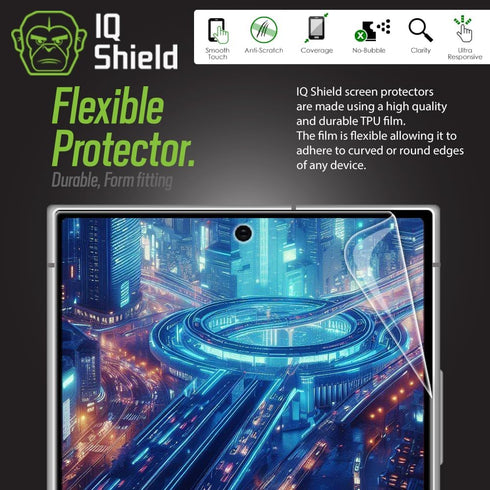 IQShield 2 Pack for Samsung Galaxy S24 Ultra Screen Protector: Clear TPU Film, Bubble-Free Installation, Scratch-Resistant, Case Friendly, HD Clar...