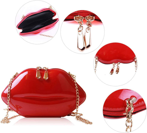 SUKUTU Patent Leather Lip Purse Box Clutch Lip Shaped Party Prom Unique Design Purses Womens Evening Clutch for Teen Girls...