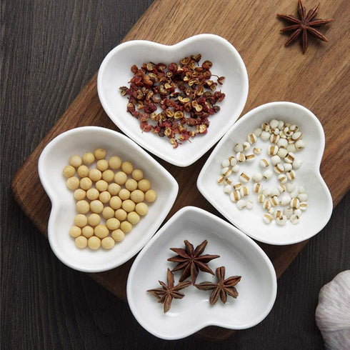 Ceramic Heart Shape Sauce Dish,Multipurpose Mini Seasoning Dishes Sushi Dipping Bowl Appetizer Plates Serving Dish Saucers Bowl Love Wedding Gift ...