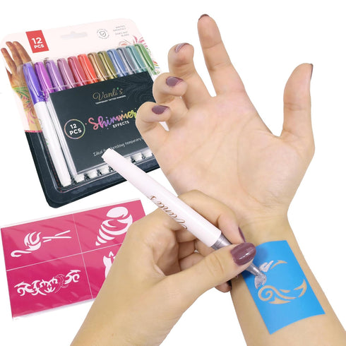 Vanli’s Temporary Tattoo Markers – Body Markers For Adults & Teens – 10 Waterproof Fake Tattoos And 30 Tattoo Stencil Paper Included – Body Art Ma...
