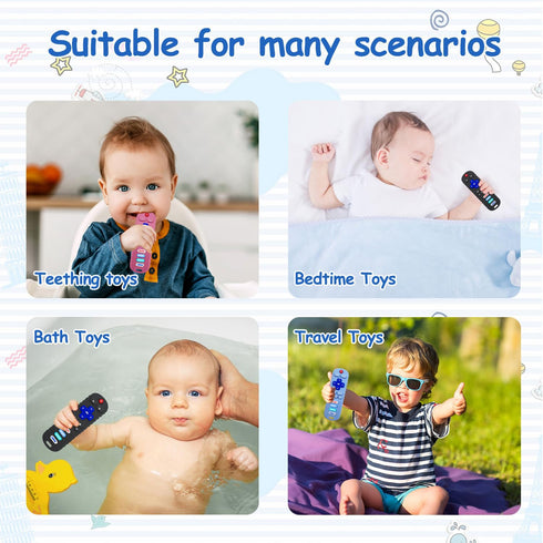3 Pack Baby Teether Toys - TV Remote Control Shape Silicone Toddler Teething Toys for Babies 6-12 Months (Pink&Khaki&Purple)...