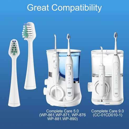 Toothbrush Heads for Waterpik Triple Sonic Tooth Brush, Complete Care 5.0/9.0, AquaSonic Duo and Home Dental Center Electric Toothbruh, 10 Count(P...