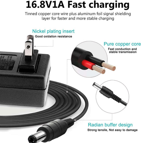 Massage Gun Charger Power Adapter Replacement 16.8V 0.8A 1A AC DC Power Supply Adapter for Massage Gun Power Supply Cord Cable - 6.6FT...