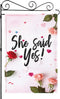 She Said Yes Garden Flag, Bridal Shower Garden Flag, Engagement Wedding Shower Proposal Party Lawn Yard Sign, 18'' x 12.5'', Polyester, Double-sid...