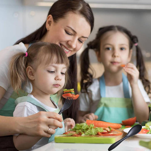 Reusable Travel Utensils Set with Case, 2 Sets Wheat Straw Portable Plastic Fork Spoons Knife Cutlery, Camping Eco-Friendly BPA Free Tableware for...