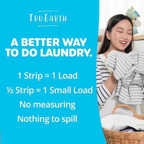 Tru Earth Compact Dry Laundry Detergent Sheets - Up to 128 Loads (64 Sheets) - Paraben-Free - Original Eco-Strip Liquidless Laundry Detergent, Tra...