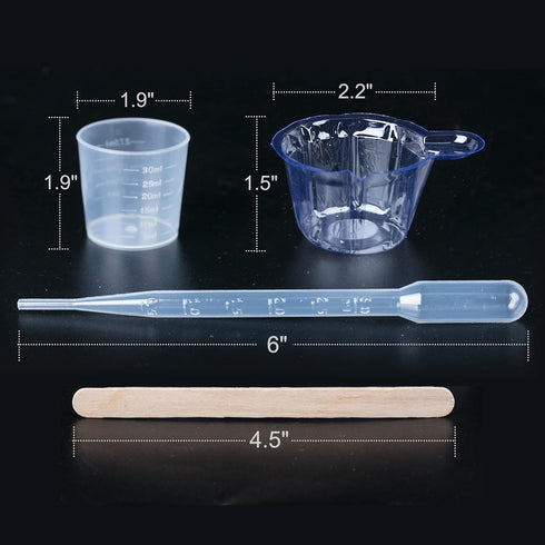 LET'S RESIN Epoxy Mixing Cups Kit,200Pcs, Plastic, 30ml Disposable Measuring Cups,50 Wooden Stirring Sticks, Dropper for Paint Mixing, Jewelry Mak...