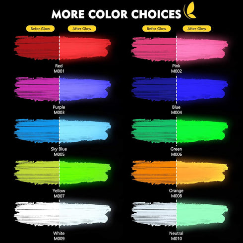 Magicfly Acrylic Glow in The Dark Paint, 10 Bright Colours Liquid Luminous Paint, Neon Paints Glow in Dark for Painting, Halloween Decoration, DIY...